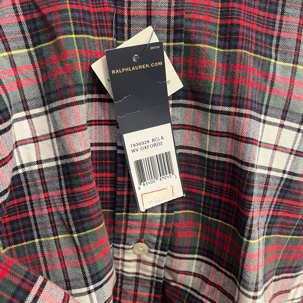 Polo Ralph Lauren Men's Long Sleeve Plaid‎ Oxford Shirt Classic Fit White/Red XL - Picture 5 of 8